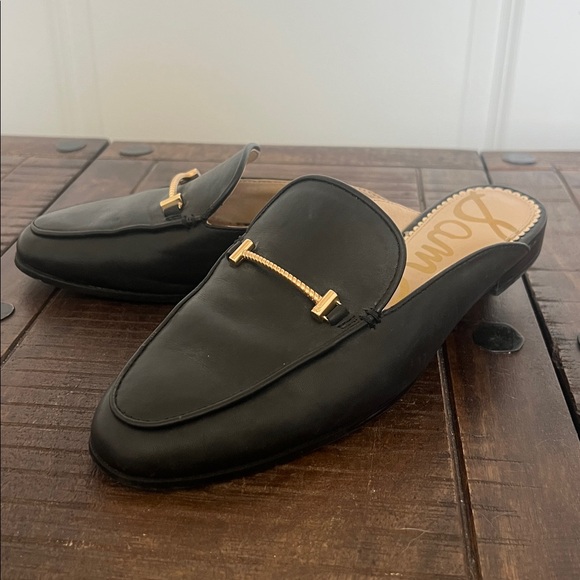 Sam‎ Edelman Linnie Bit Saddle 100% Black Leather Mule Flat Size 7.5 - Picture 2 of 9